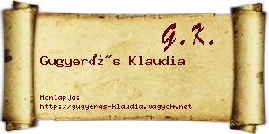 Gugyerás Klaudia névjegykártya